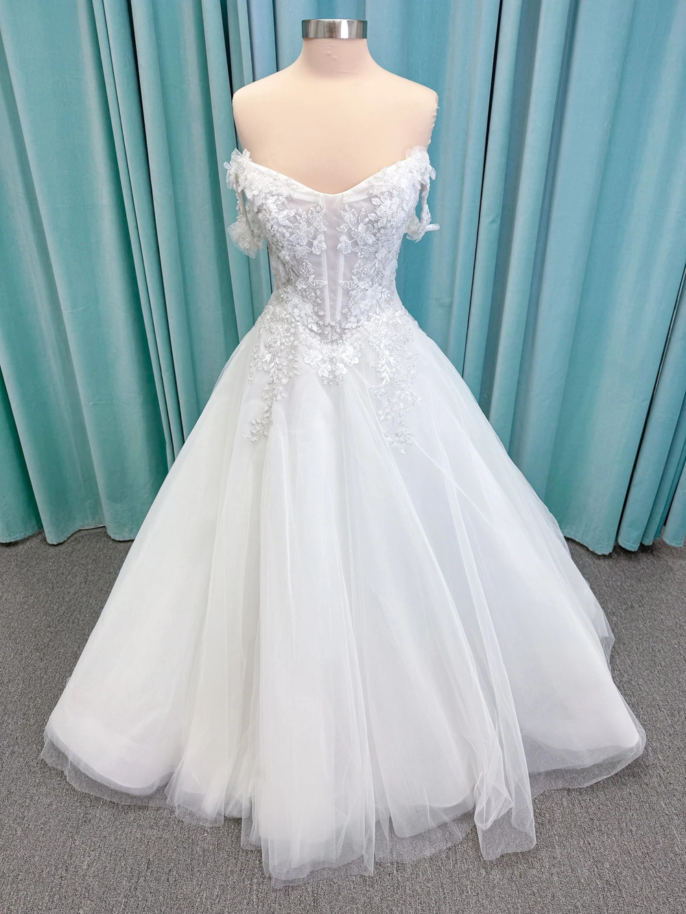 Randy Fenoli Indy A-Line Wedding Dress with Off-the-Shoulder Sleeves and High